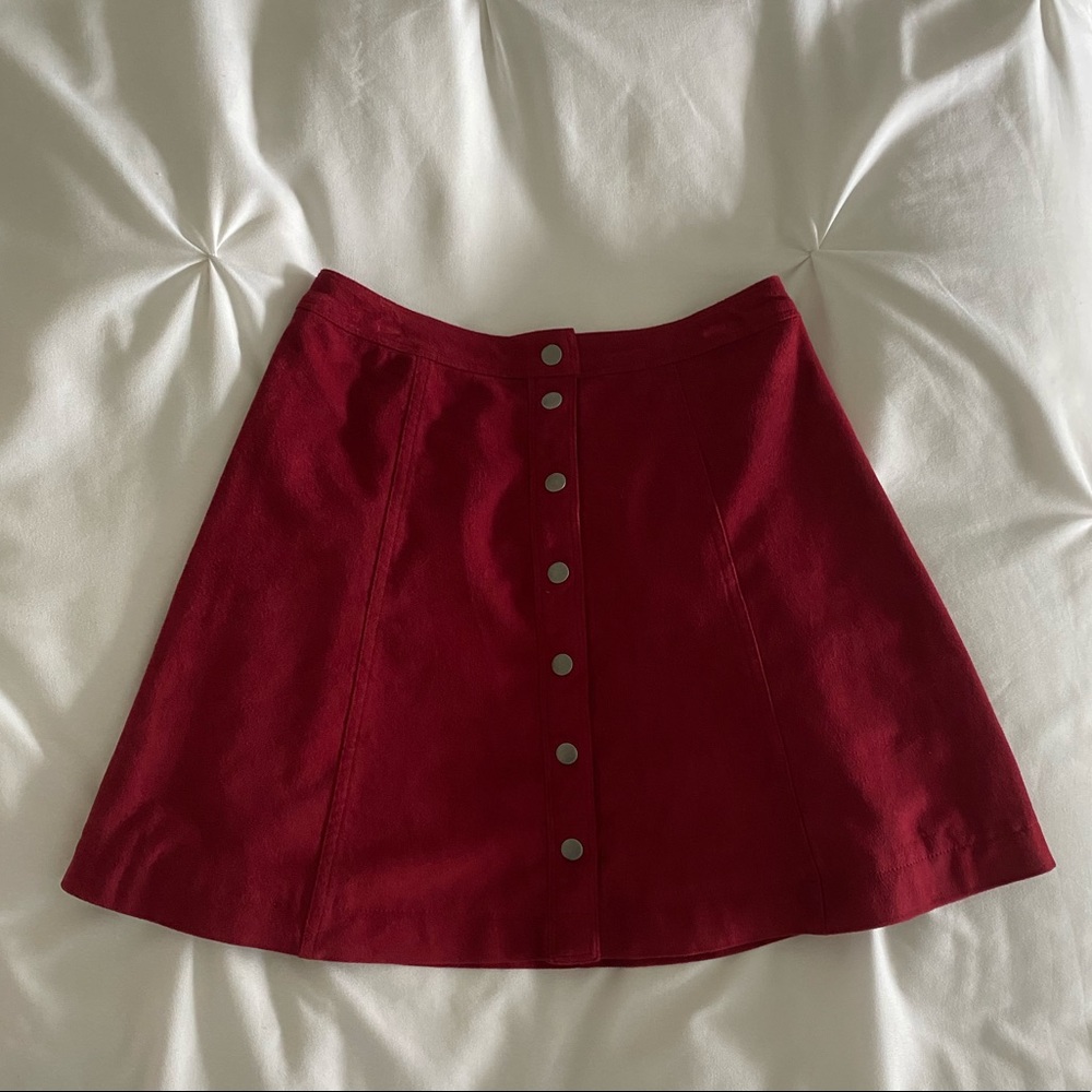 Abercrombie and Fitch Suede Red/Pink Flare Skirt